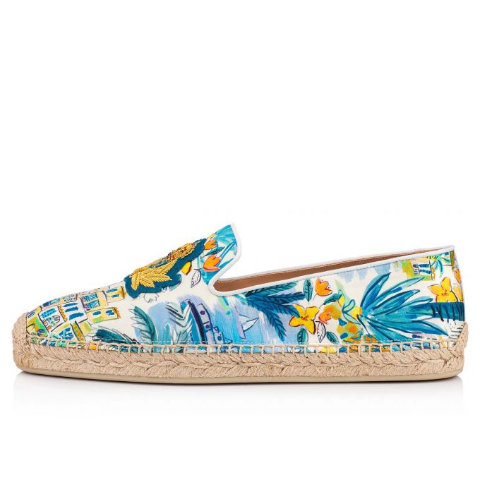 Christian Louboutin Nanou Orlato Silk Espadrilles Muške Espadrilles & Sandals Visebojne Bijele | RS-51008