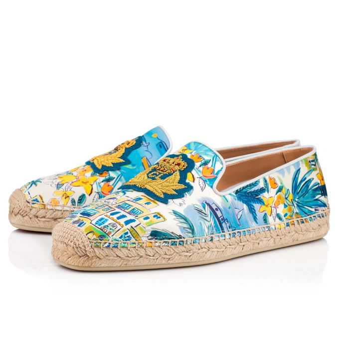 Christian Louboutin Nanou Orlato Silk Espadrilles Muške Espadrilles & Sandals Visebojne Bijele | RS-51008