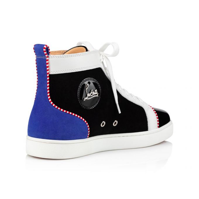 Christian Louboutin Navy Louis 000 Version Veau Velours Sneakers Muške Patike Crne Plave | RS-73833