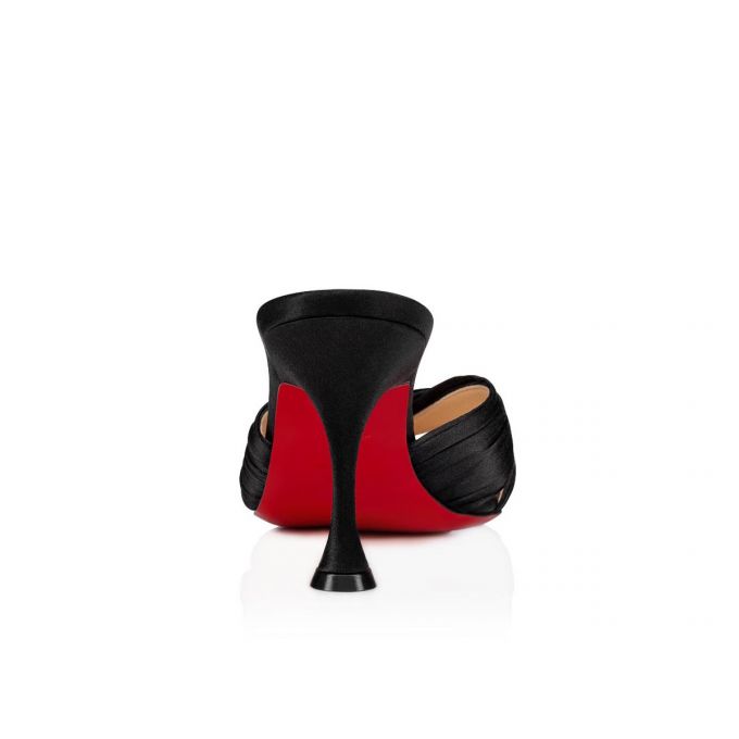 Christian Louboutin Nicol Is Back 85 Crepe Satin/Satin/Lurex Mules Ženske Mules Crne Bež | RS-73170