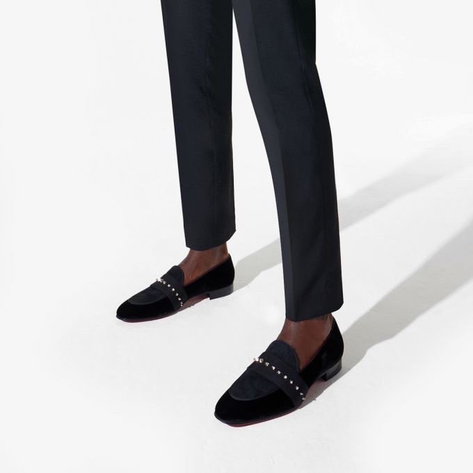 Christian Louboutin Nit Night Classic Fabric Loafer Muške Loafers Crne Srebrne | RS-91714