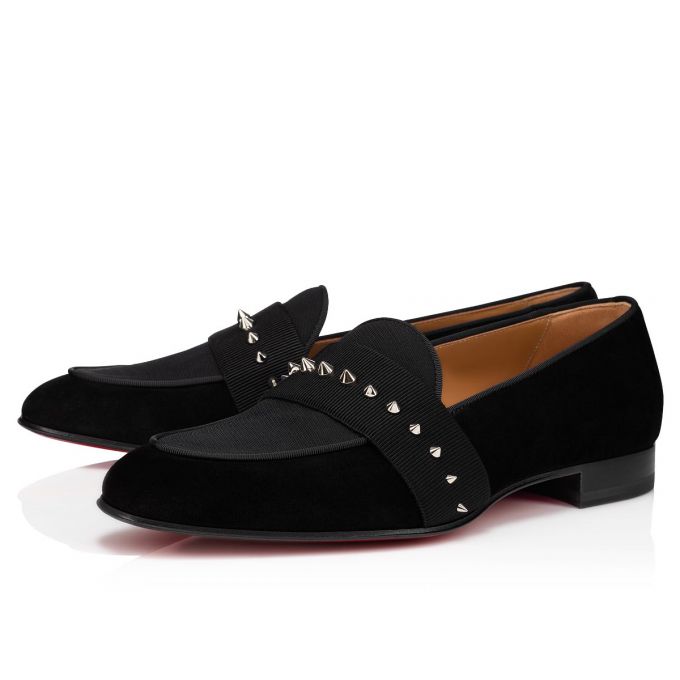 Christian Louboutin Nit Night Creative Fabric Loafer Muške Loafers Crne Srebrne | RS-72941