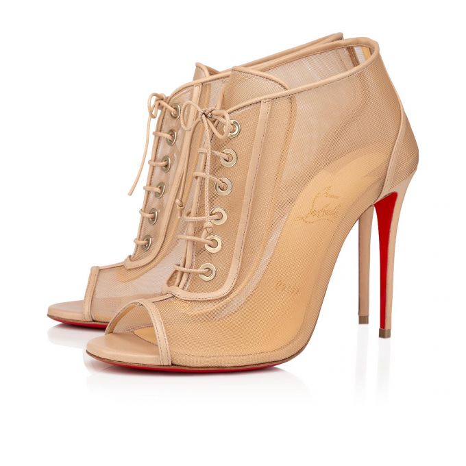 Christian Louboutin Open Ondessa 100 Lace Boots Ženske Čizme Bež | RS-60051