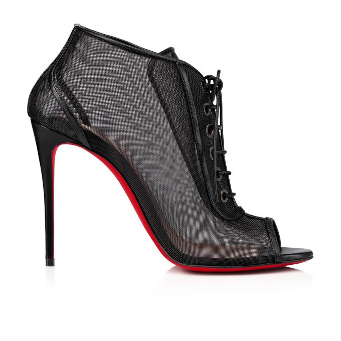 Christian Louboutin Open Ondessa 100 Lace Boots Ženske Čizme Crne | RS-60369