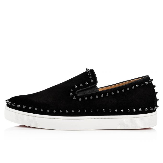 Christian Louboutin Pik Boat 000 Veau Velours Boat Shoes Muške Cipele Za Čamce Crne | RS-42936