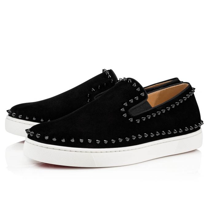 Christian Louboutin Pik Boat 000 Veau Velours Boat Shoes Muške Cipele Za Čamce Crne | RS-42936