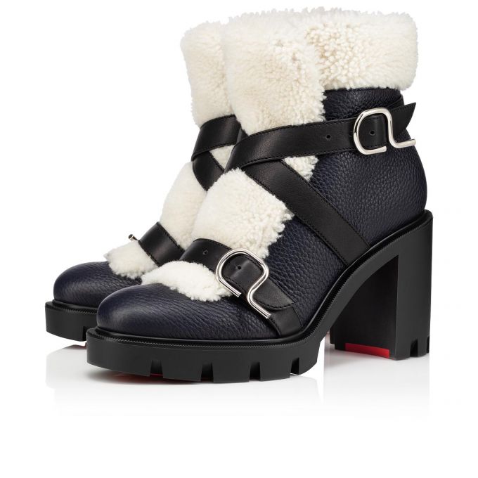 Christian Louboutin Pole Chic 70 Blue/White Calf Boots Ženske Čizme Plave Bijele | RS-93212