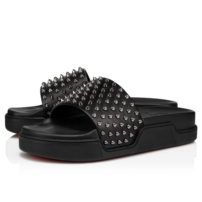 Christian Louboutin Pool Fun 000 Calf Sandals Muške Espadrilles & Sandals Crne | RS-07779