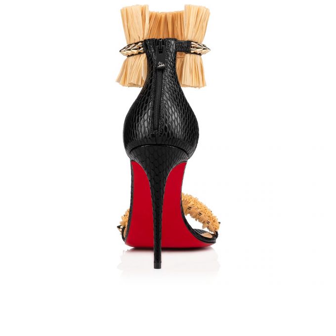 Christian Louboutin Poupedou 100 Calf Sandals Ženske Sandale Crne Bež | RS-82212