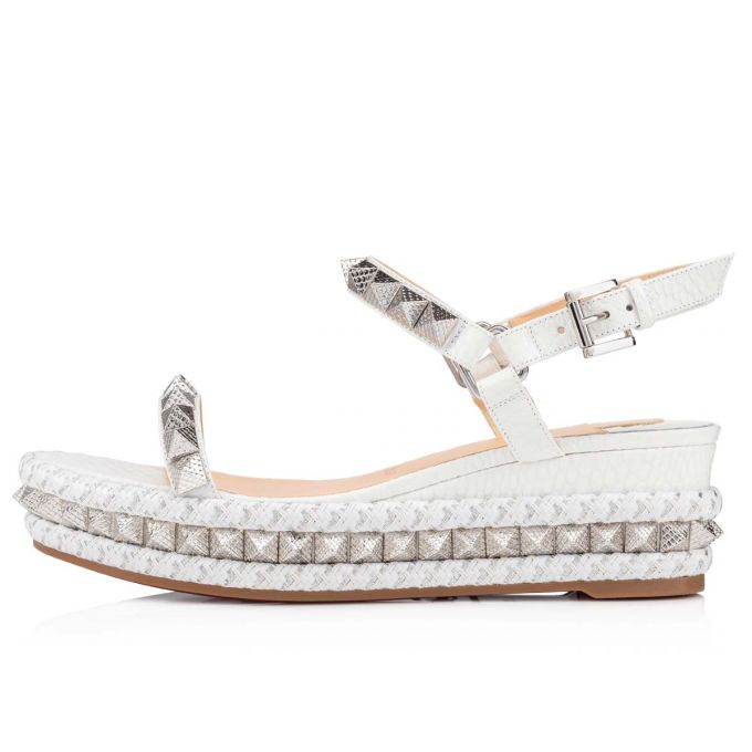 Christian Louboutin Pyraclou 60 Calf Espadrilles Ženske Espadrilles Bijele | RS-51786