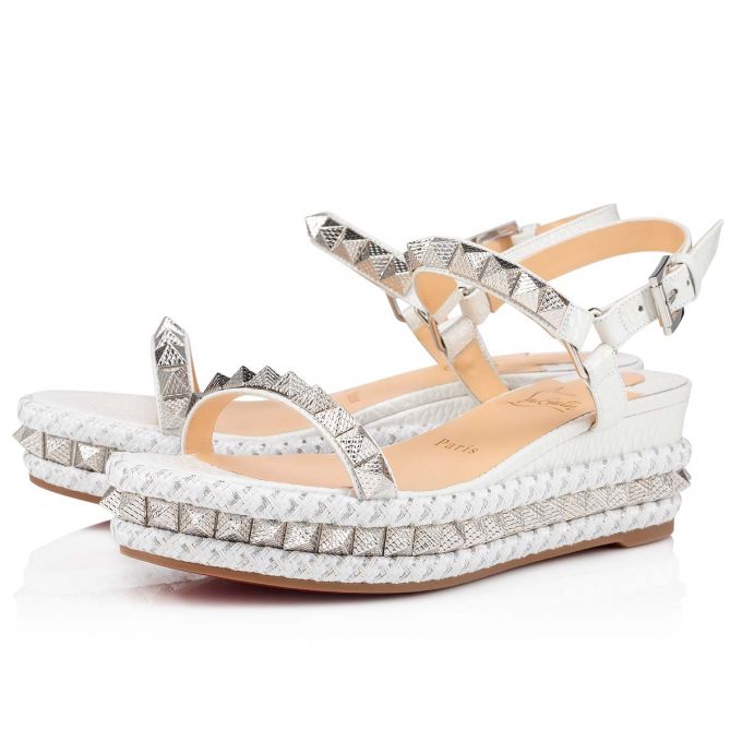 Christian Louboutin Pyraclou 60 Calf Espadrilles Ženske Espadrilles Bijele | RS-51786