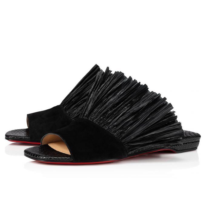 Christian Louboutin Rafinani Veau Velours Mules Ženske Mules Crne | RS-02591