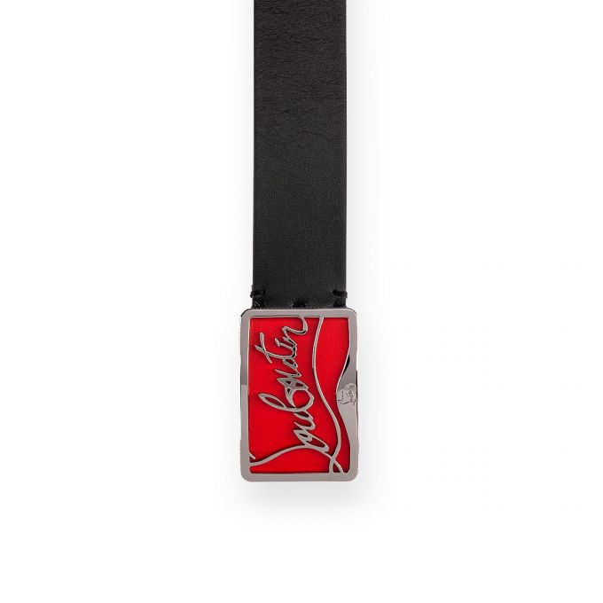 Christian Louboutin Ricky Belt 35 Classic Koža Belts Muške Remeni Crne Crvene | RS-24965