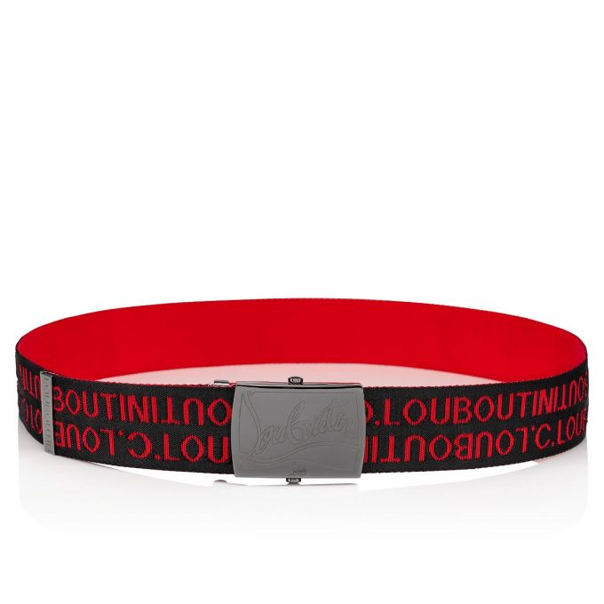 Christian Louboutin Ricky Plate Belt Classic Fabric Belts Muške Remeni Crne Crvene Metalne | RS-17775