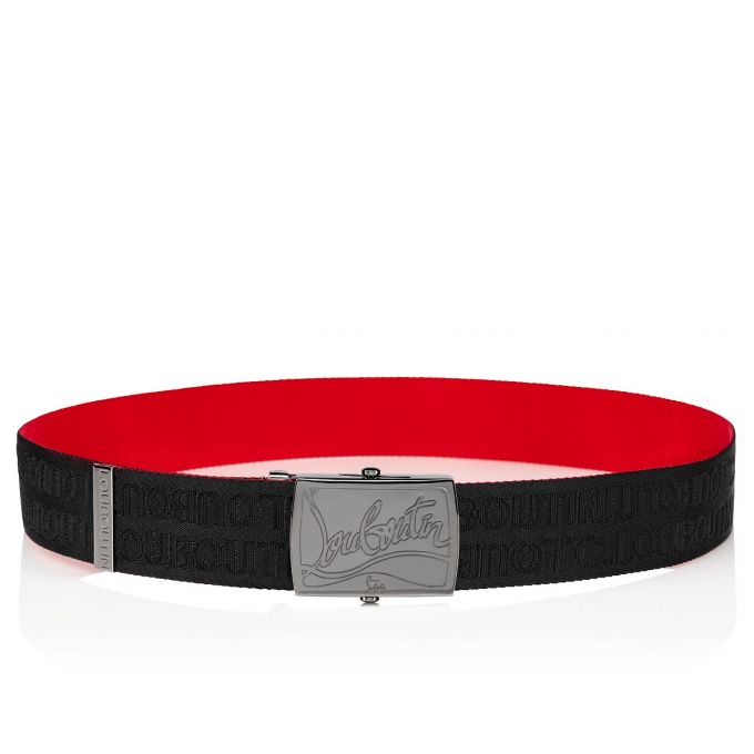 Christian Louboutin Ricky Plate Belt Classic Fabric Belts Muške Remeni Crne | RS-38364