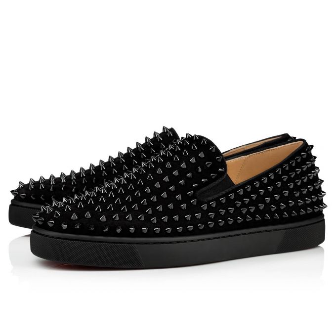 Christian Louboutin Roller-boat 000 Veau Velours Boat Shoes Muške Cipele Za Čamce Crne | RS-82986