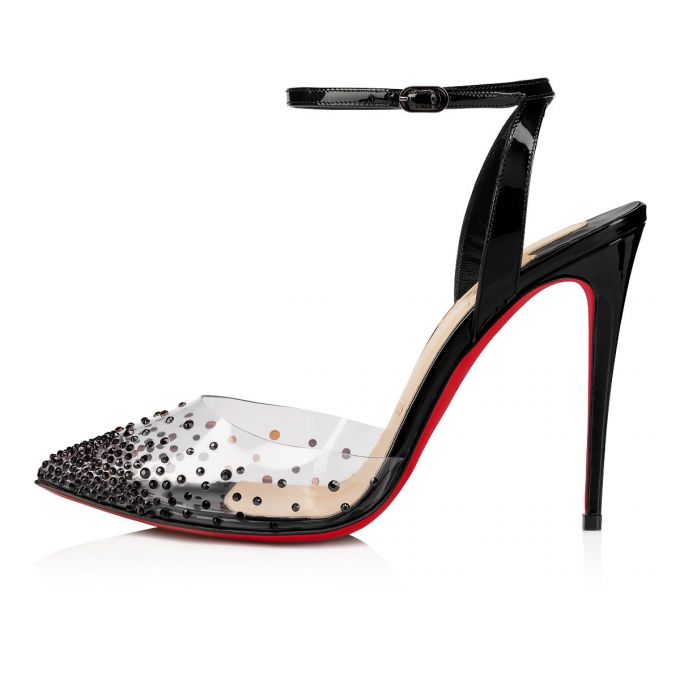 Christian Louboutin Spikaqueen 100 100 Version Pvc Sandals Ženske Sandale Crne | RS-15611