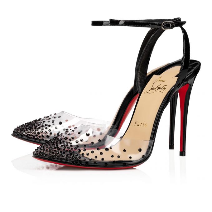 Christian Louboutin Spikaqueen 100 100 Version Pvc Sandals Ženske Sandale Crne | RS-15611