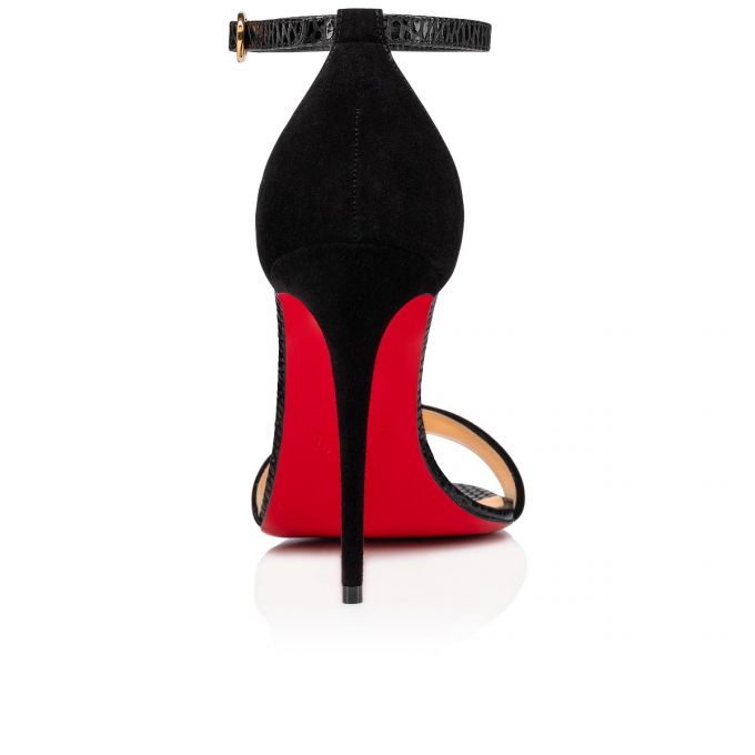 Christian Louboutin Stanisandal 100 Veau Velours Sandals Ženske Sandale Crne | RS-64421