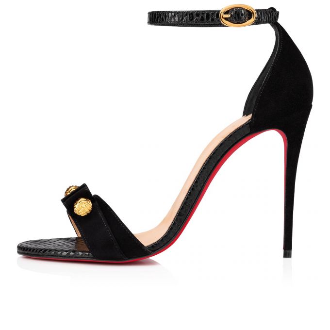 Christian Louboutin Stanisandal 100 Veau Velours Sandals Ženske Sandale Crne | RS-64421