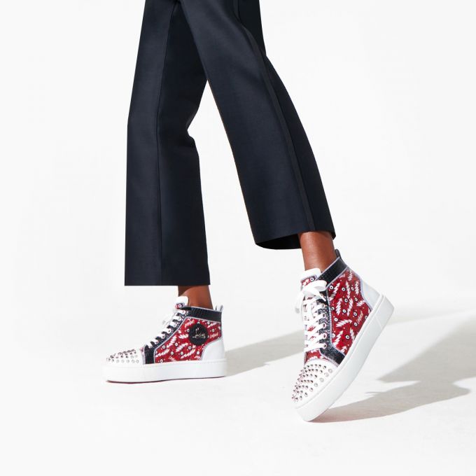 Christian Louboutin Super Lou Spikes Orlato Version Creative Fabric Sneakers Ženske Patike Crvene | RS-56148