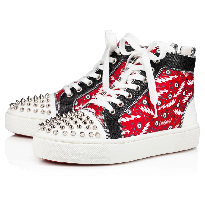 Christian Louboutin Super Lou Spikes Orlato Version Creative Fabric Sneakers Ženske Patike Crvene | RS-56148