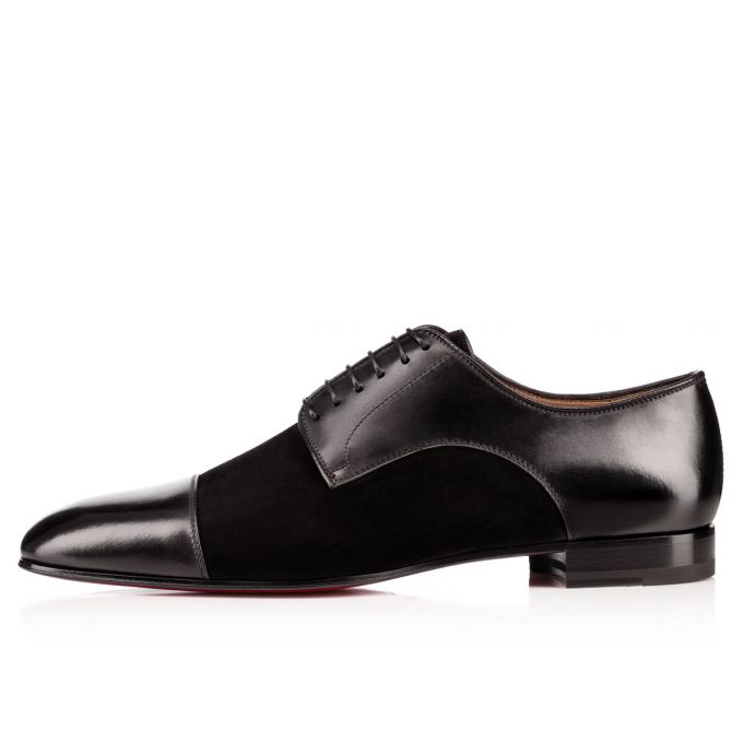 Christian Louboutin Top Daviol 000 Veau Velours Derby Muške Derby Crne | RS-46879