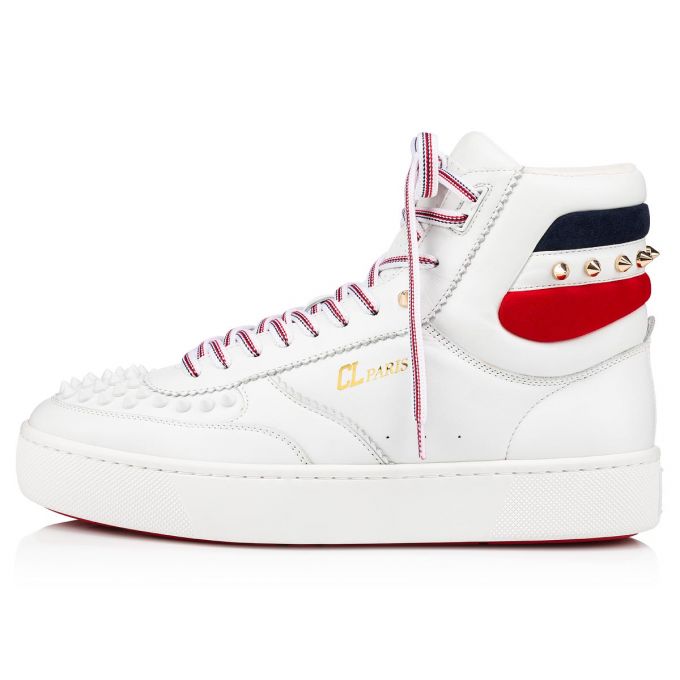 Christian Louboutin Top Rui Spikes Calf Sneakers Muške Patike Bijele | RS-61504