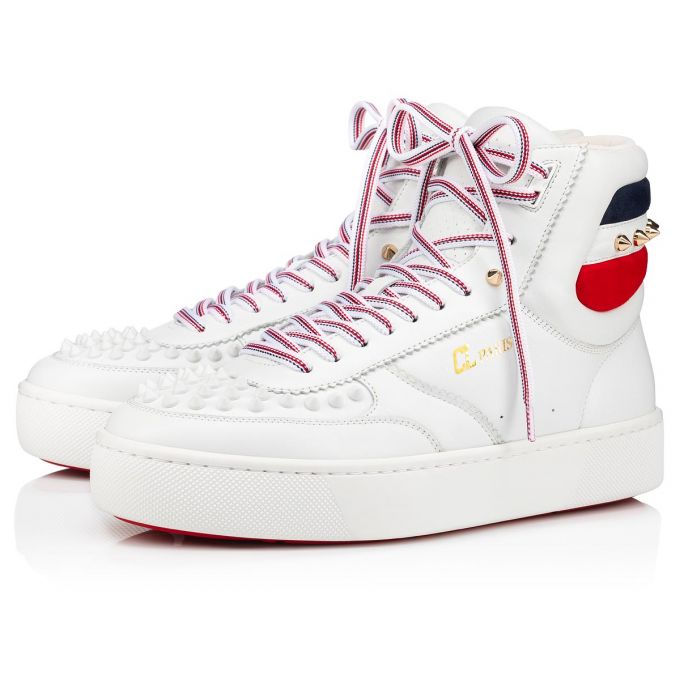 Christian Louboutin Top Rui Spikes Calf Sneakers Muške Patike Bijele | RS-61504