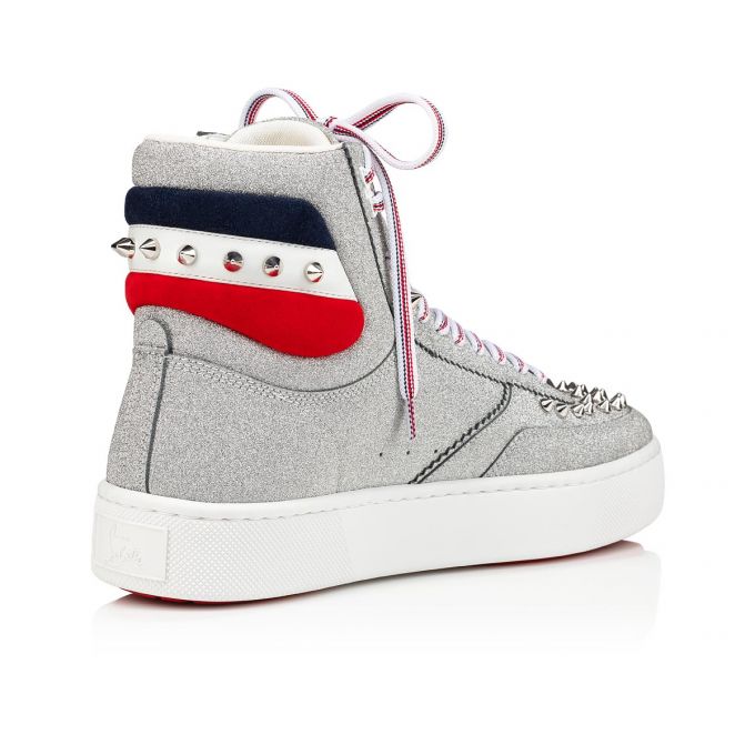 Christian Louboutin Top Rui Spikes Creative Koža Sneakers Muške Patike Srebrne | RS-14118