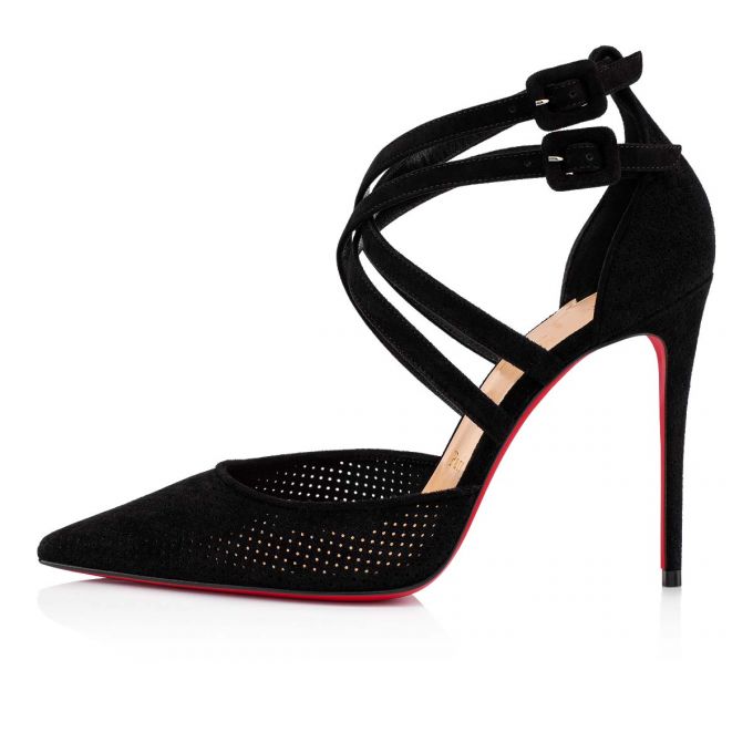 Christian Louboutin Victorilla 100 Veau Velours T Strap Ženske T Strap Crne | RS-14120