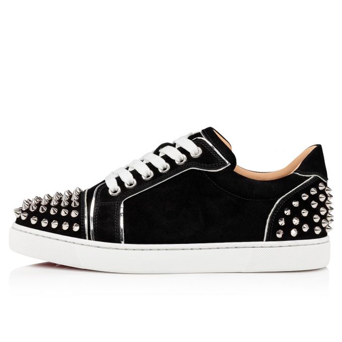 Christian Louboutin Vieira 2 Veau Velours Sneakers Ženske Patike Crne Srebrne | RS-70548