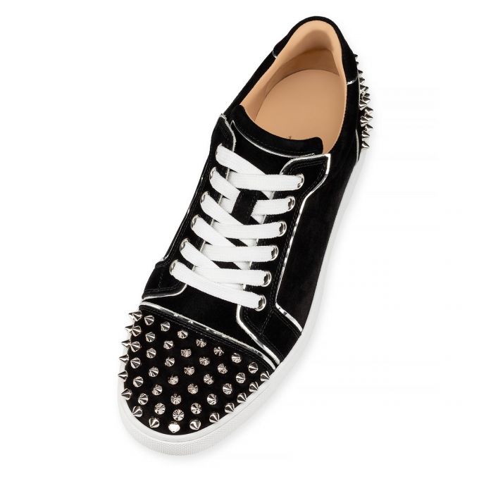 Christian Louboutin Vieira 2 Veau Velours Sneakers Ženske Patike Crne Srebrne | RS-70548