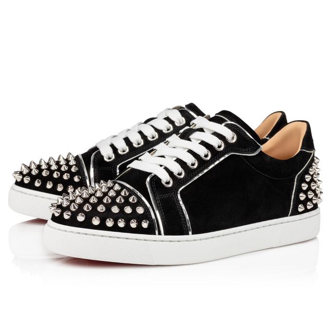 Christian Louboutin Vieira 2 Veau Velours Sneakers Ženske Patike Crne Srebrne | RS-70548