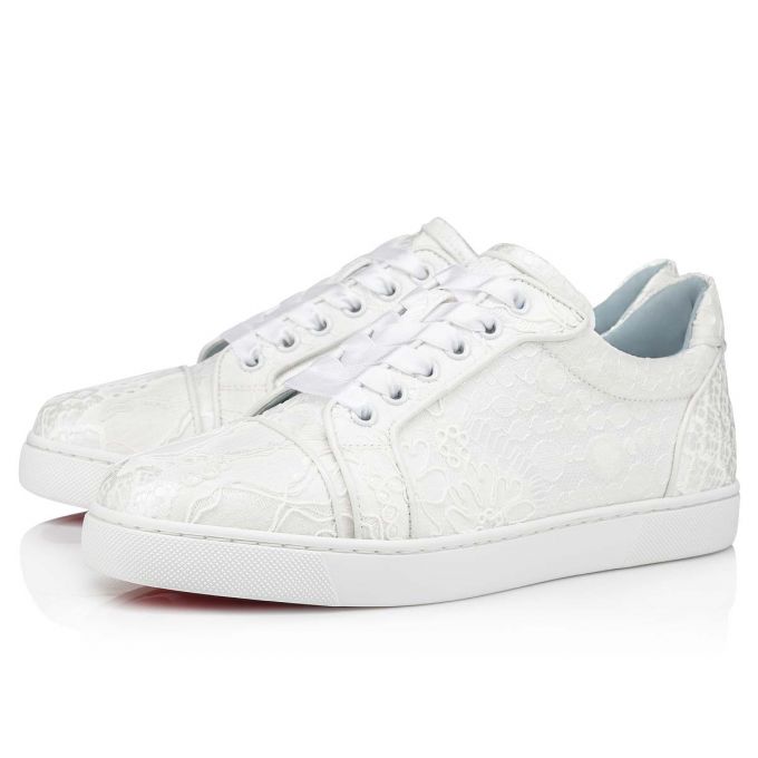 Christian Louboutin Vieira Orlato Lace Sneakers Ženske Patike Bijele Plave | RS-60517