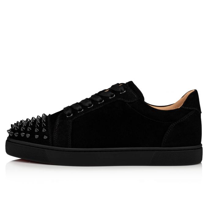 Christian Louboutin Vieira Spikes 000 Veau Velours Sneakers Ženske Patike Crne | RS-55864