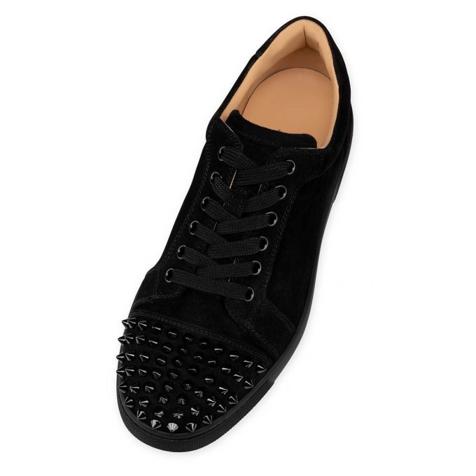 Christian Louboutin Vieira Spikes 000 Veau Velours Sneakers Ženske Patike Crne | RS-55864