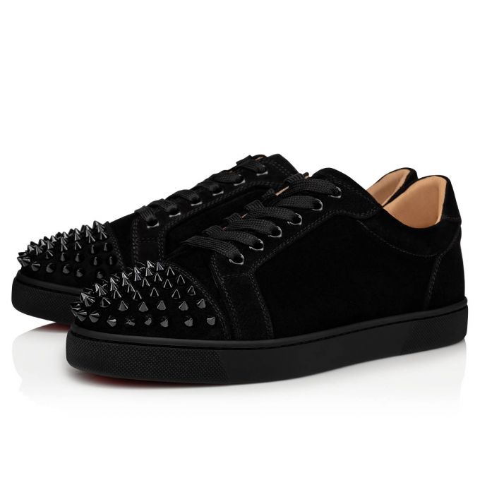 Christian Louboutin Vieira Spikes 000 Veau Velours Sneakers Ženske Patike Crne | RS-55864