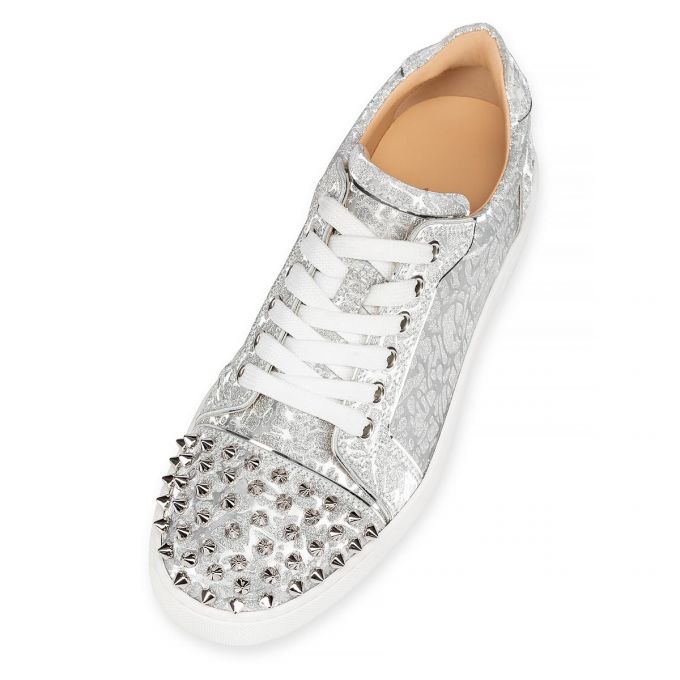 Christian Louboutin Vieira Spikes Specchio/Laminato Sneakers Ženske Patike Srebrne | RS-12889