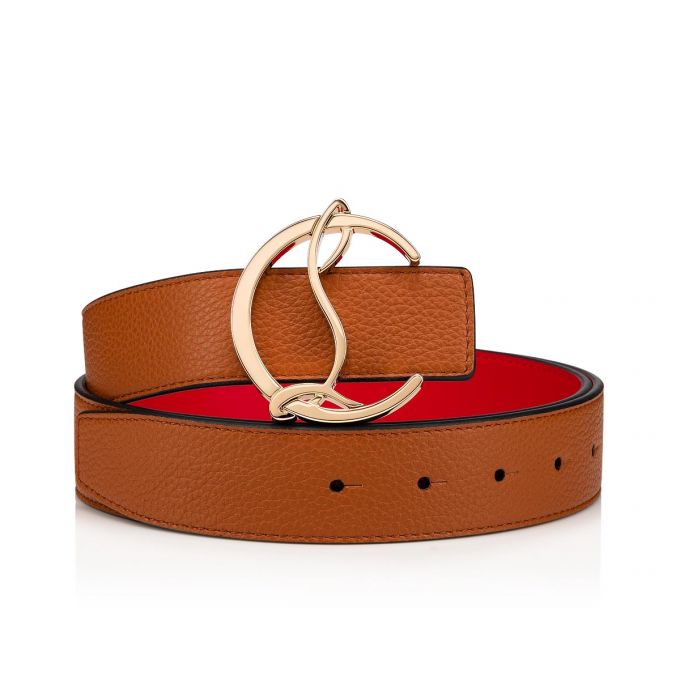 Christian Louboutin W Cl Logo Belt Classic Koža Belts Ženske Remeni Smeđe Zlatne | RS-84691