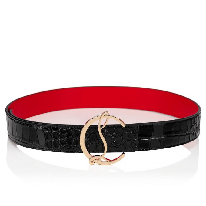 Christian Louboutin W Cl Logo Belt Creative Koža Belts Ženske Remeni Crne Zlatne | RS-97724