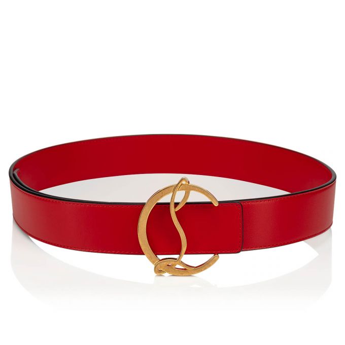 Christian Louboutin W Cl Logo Belt Loubi/Antic Calf Belts Ženske Remeni Crvene Zlatne | RS-68081