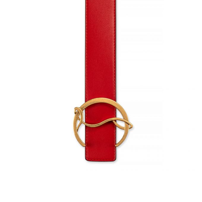 Christian Louboutin W Cl Logo Belt Loubi/Antic Calf Belts Ženske Remeni Crvene Zlatne | RS-68081