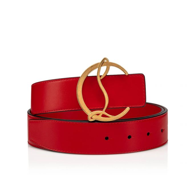 Christian Louboutin W Cl Logo Belt Loubi/Antic Calf Belts Ženske Remeni Crvene Zlatne | RS-68081