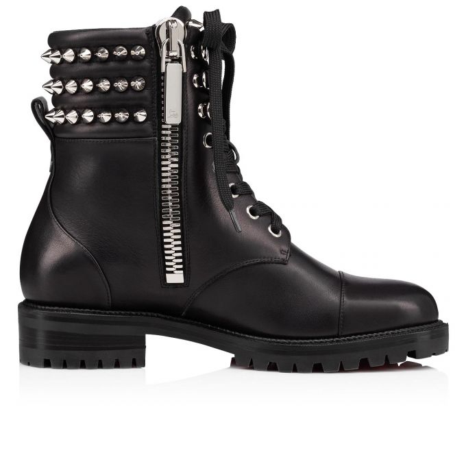 Christian Louboutin Winter Spikes Calf Boots Ženske Čizme Crne | RS-00810