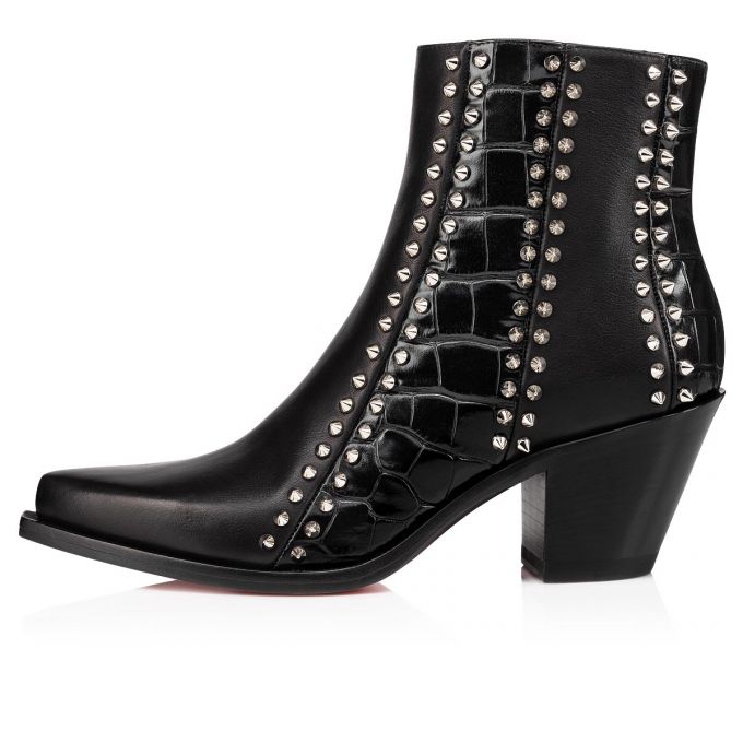 Christian Louboutin With My Guitar 65 Calf Boots Ženske Čizme Crne Srebrne | RS-37550