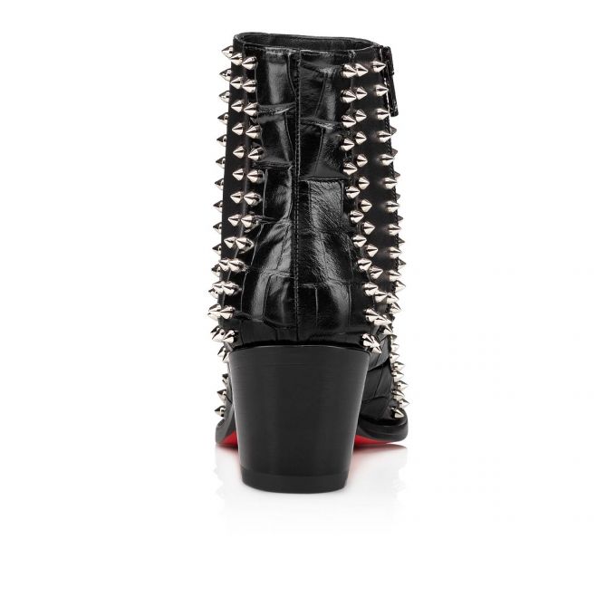 Christian Louboutin With My Guitar 65 Calf Boots Ženske Čizme Crne Srebrne | RS-37550