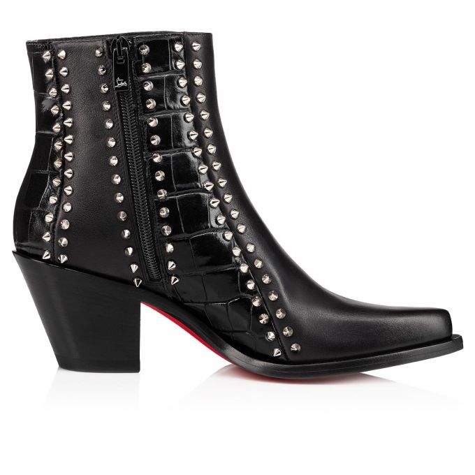 Christian Louboutin With My Guitar 65 Calf Boots Ženske Čizme Crne Srebrne | RS-37550