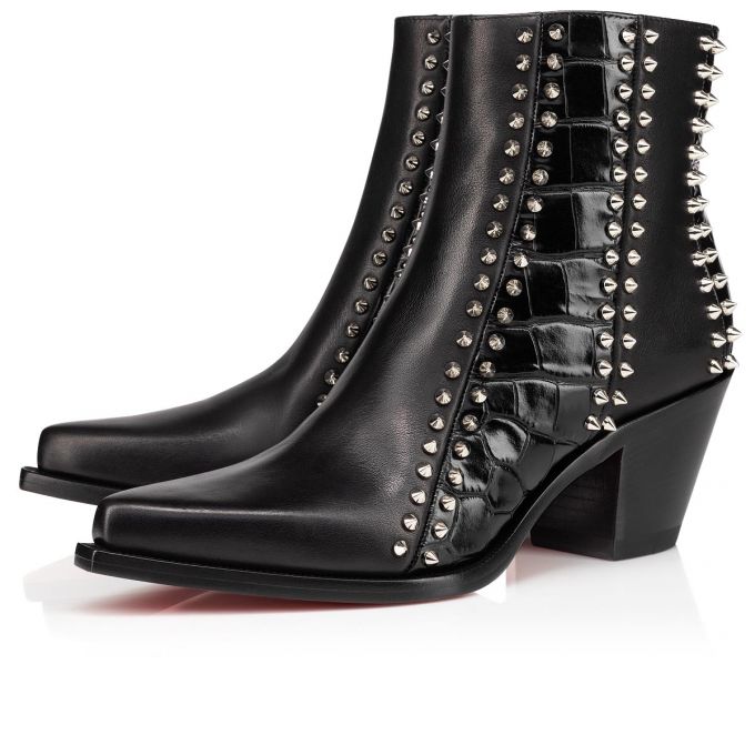 Christian Louboutin With My Guitar 65 Calf Boots Ženske Čizme Crne Srebrne | RS-37550