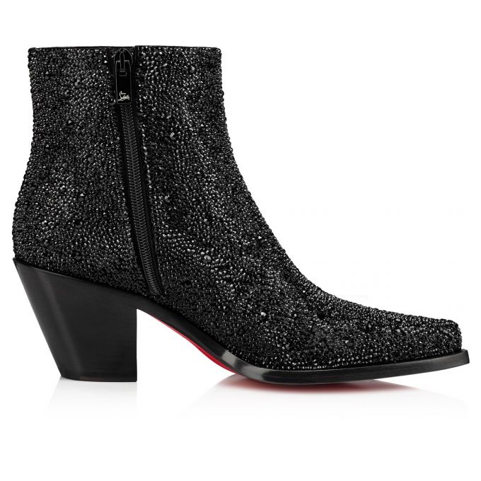 Christian Louboutin With My Strass 65 Suede Boots Ženske Čizme Crne | RS-15216